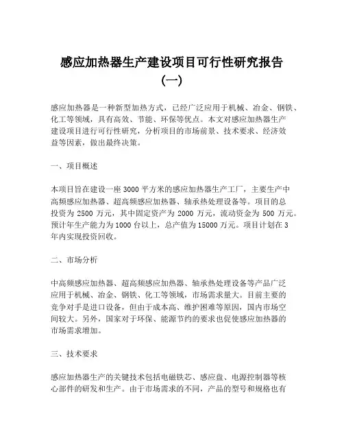 感应加热器生产建设项目可行性研究报告 (一)