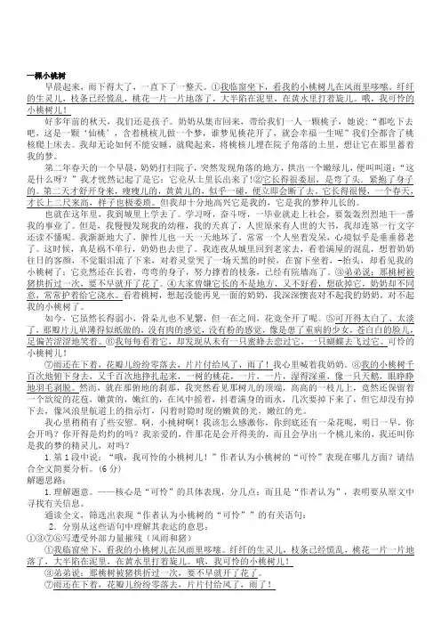 《一棵小桃树》阅读
