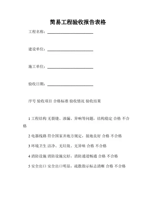 简易工程验收报告表格