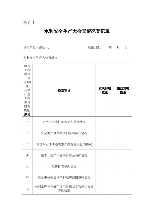 水利水电工程安全检查表格