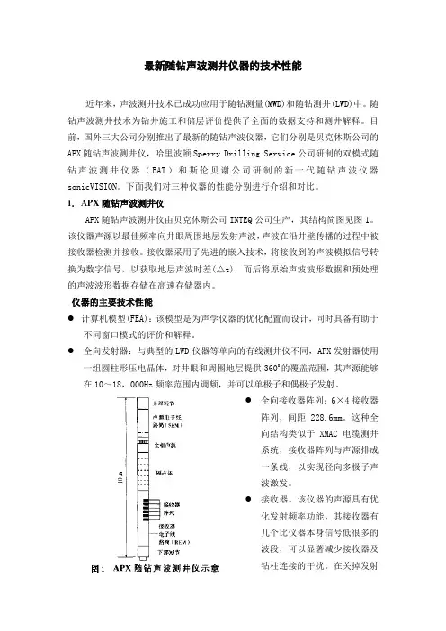 最新随钻声波测井仪器的技术性能