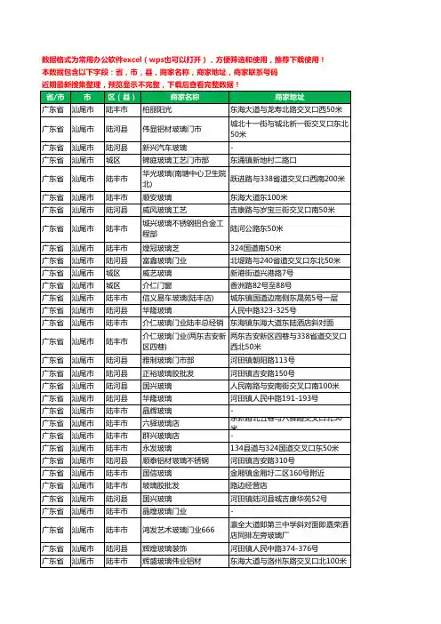 新版广东省汕尾市玻璃工商企业公司名录名单大全98家