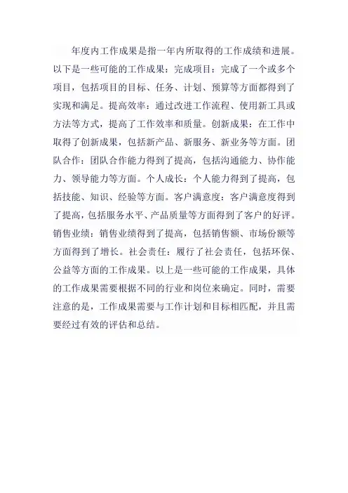 年度内工作成果