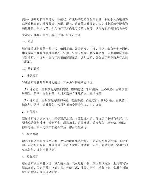 中医论文范文_腰痛总结