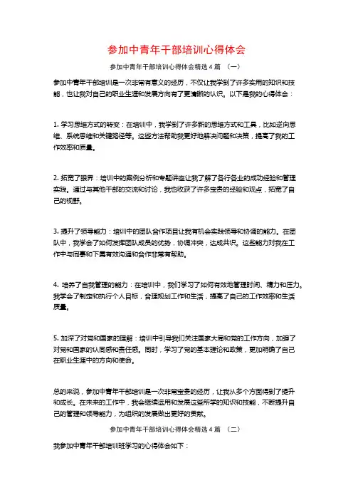 参加中青年干部培训心得体会4篇