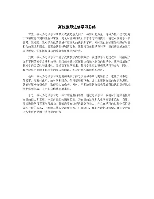 高校教师进修学习总结