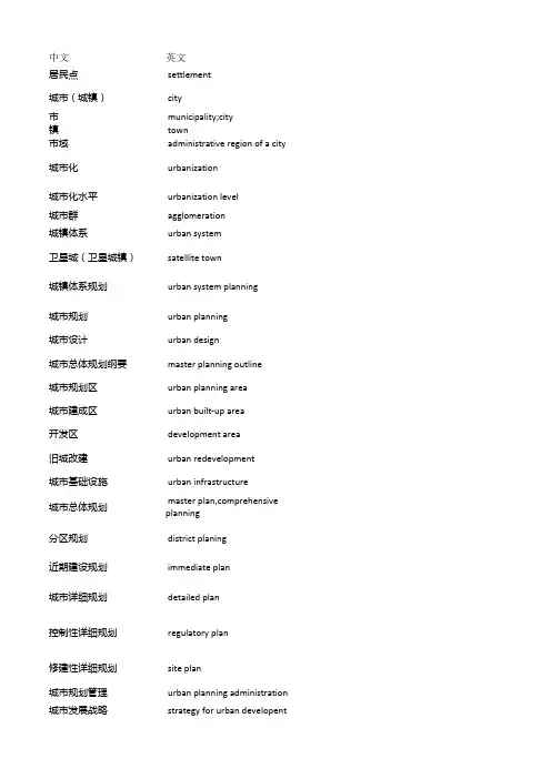 城市规划基本术语