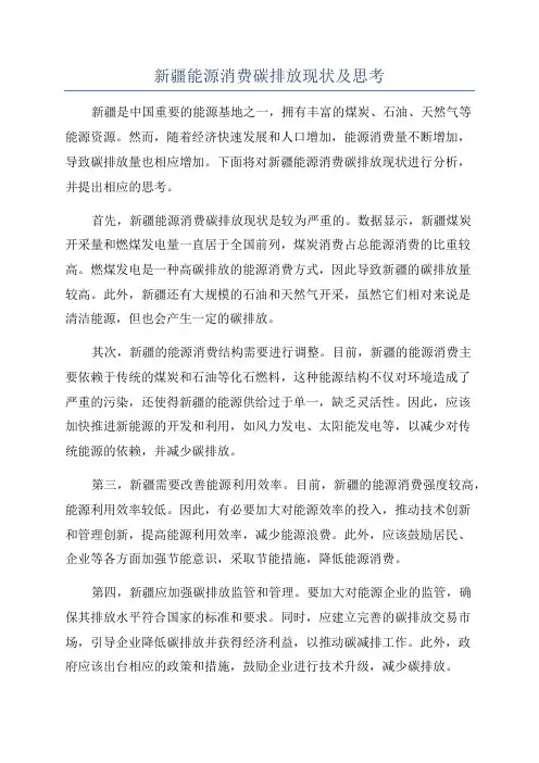 新疆能源消费碳排放现状及思考
