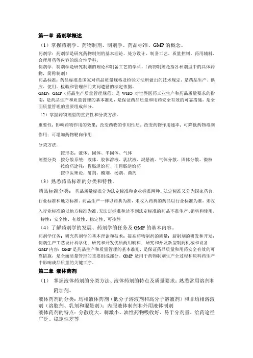 (完整版)药剂学完整整理版(推荐)
