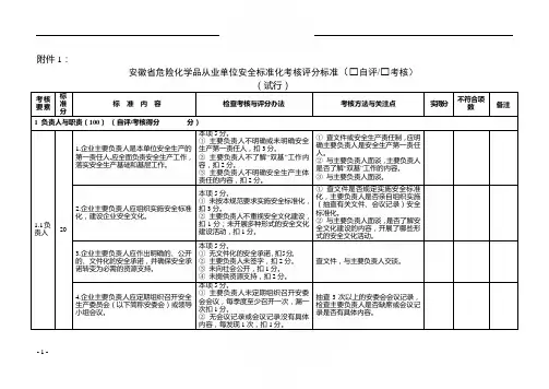 安徽省危险化学品从业单位安全标准化考核评分标准