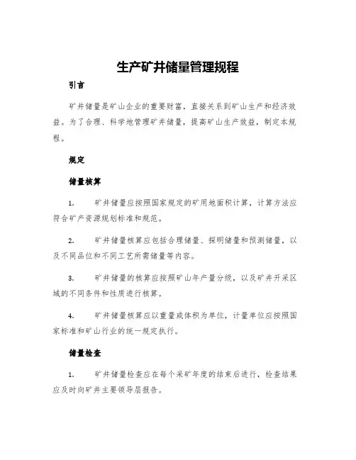 生产矿井储量管理规程
