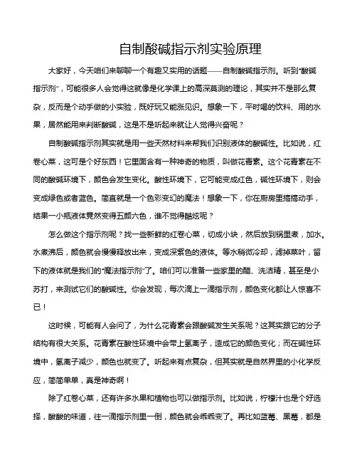 自制酸碱指示剂实验原理