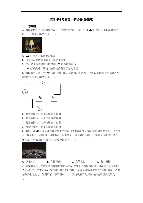2021年中考物理一模试卷(含答案)