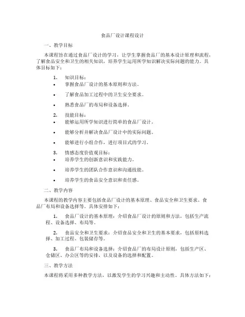 食品厂设计课程设计