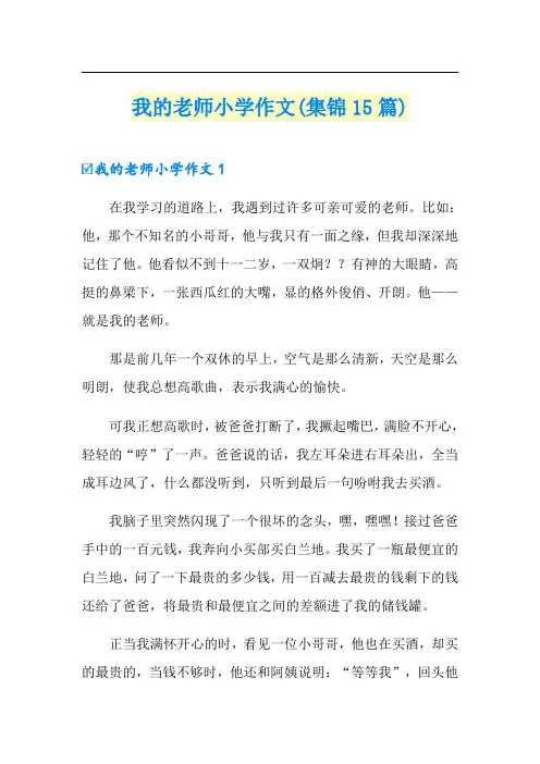 我的老师小学作文(集锦15篇)