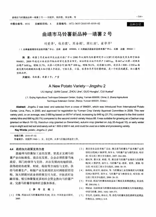 曲靖市马铃薯新品种—靖薯2号