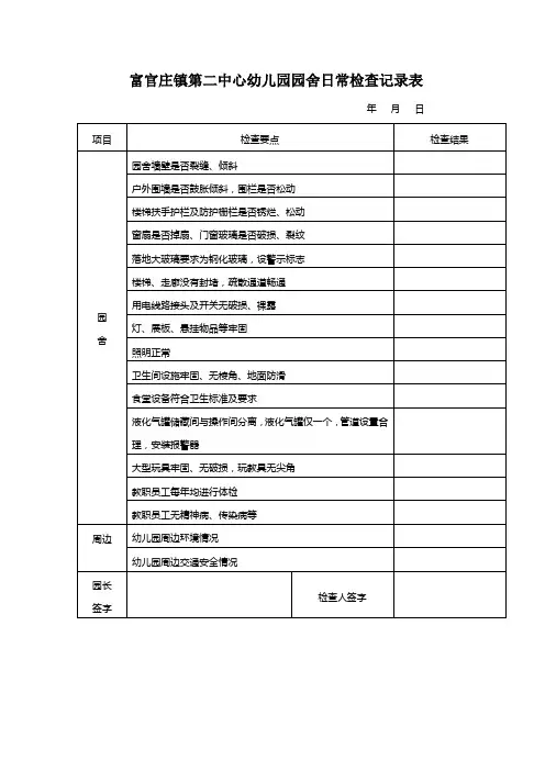 幼儿园园舍检查记录表