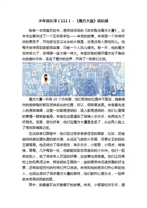 少年说长泽（111）：《魔方大厦》读后感