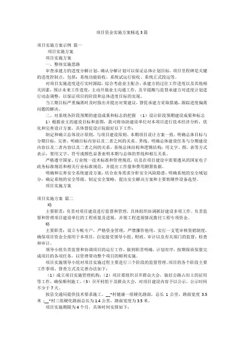 项目资金实施方案精选3篇