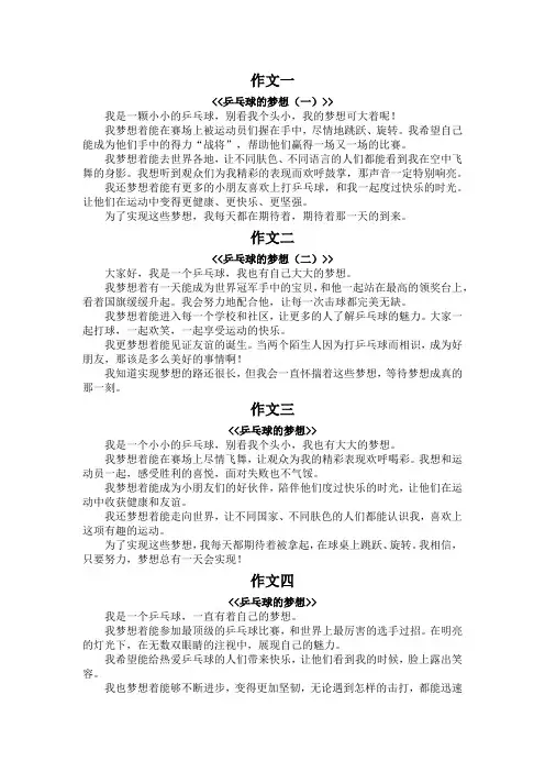 兵兵球的梦想三年级作文300字