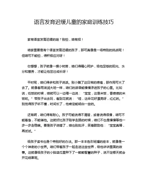 语言发育迟缓儿童的家庭训练技巧