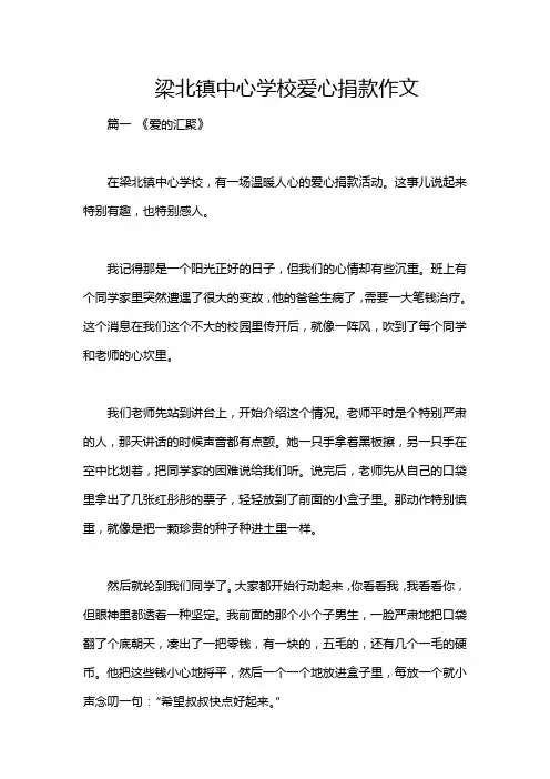 梁北镇中心学校爱心捐款作文