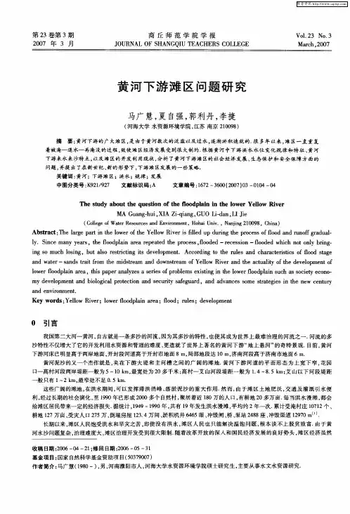 黄河下游滩区问题研究