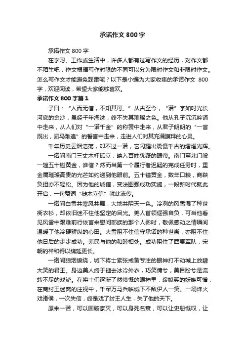 承诺作文800字