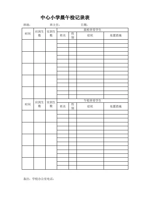 学校晨午检表、制度