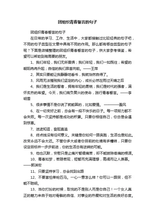 团组织青春誓言的句子