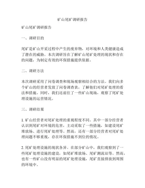 矿山尾矿调研报告