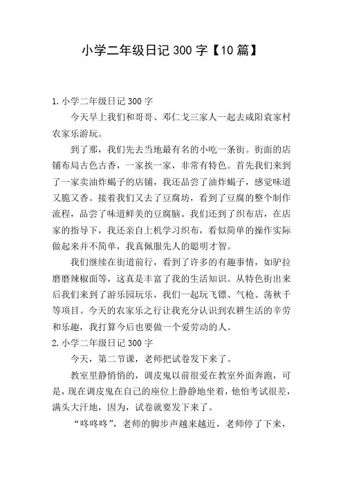 小学二年级日记300字【10篇】