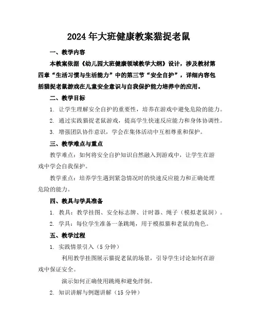 2024年大班健康教案猫捉老鼠