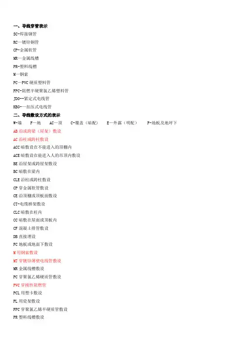 电缆敷设代号大全