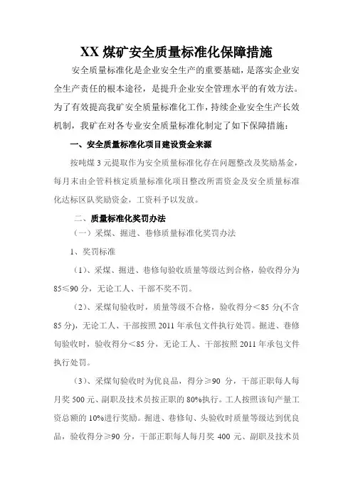 XX煤矿安全质量标准化保障措施