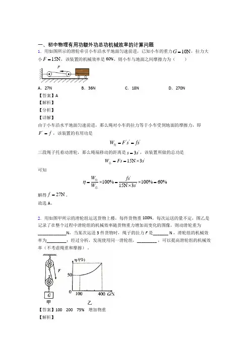 2020-2021 备战中考物理(机械效率的计算提高练习题)压轴题训练及答案