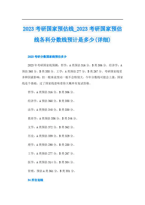 2023考研国家预估线023考研国家预估线各科分数线预计是多少(详细)