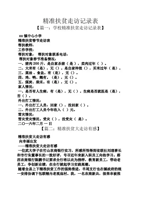 精准扶贫走访记录表