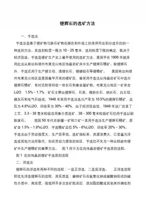 锂辉石的选矿方法