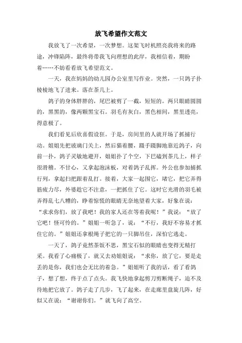 放飞希望作文范文