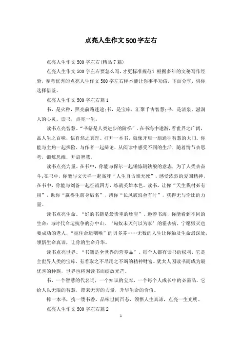 点亮人生作文500字左右