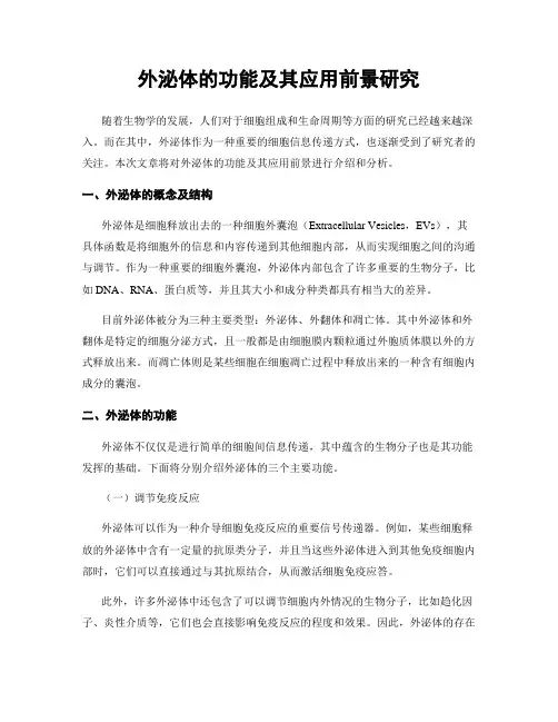 外泌体的功能及其应用前景研究
