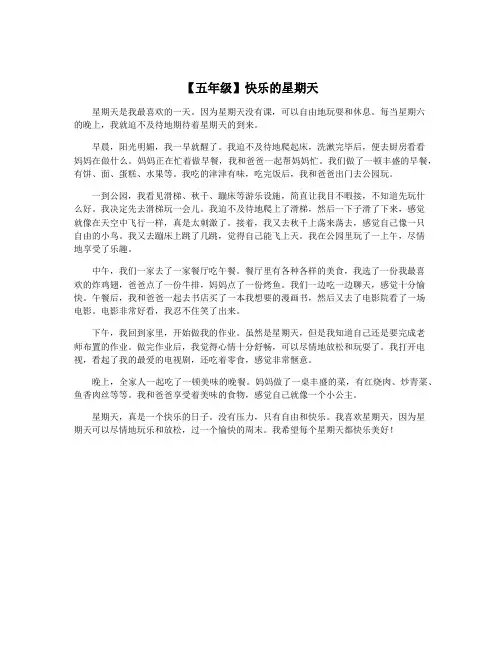【五年级】快乐的星期天
