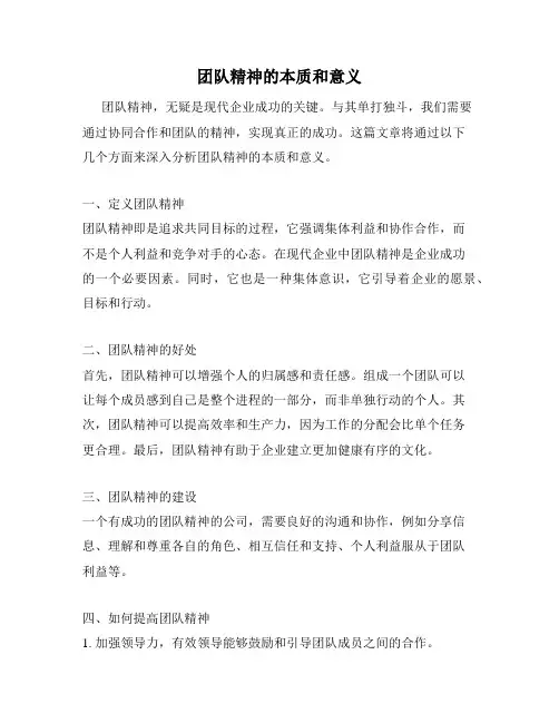 团队精神的本质和意义