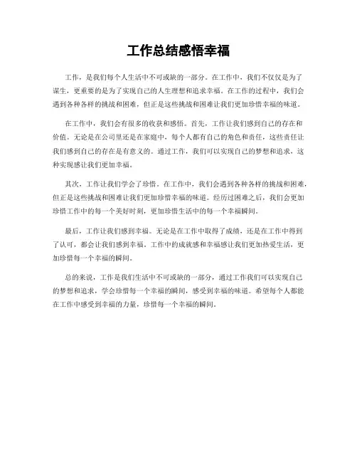 工作总结感悟幸福