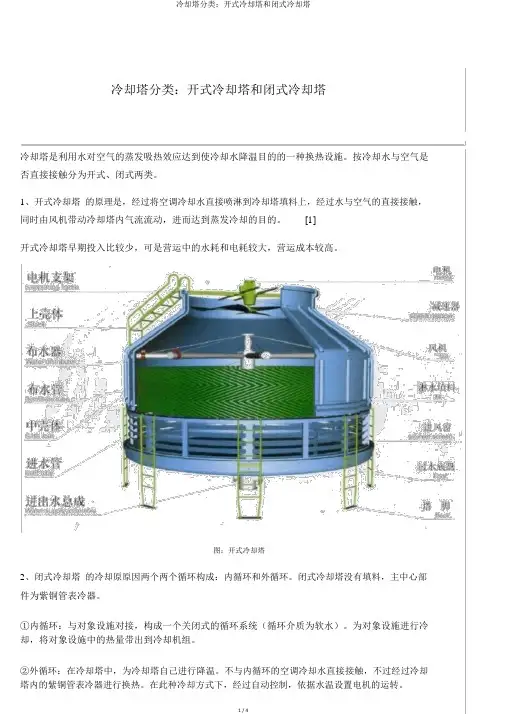 冷却塔分类：开式冷却塔和闭式冷却塔