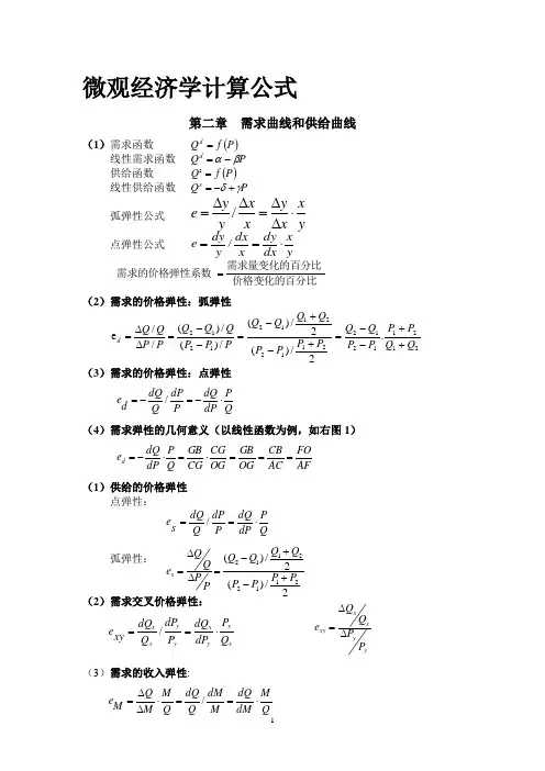 微观经济学计算公式(最全)