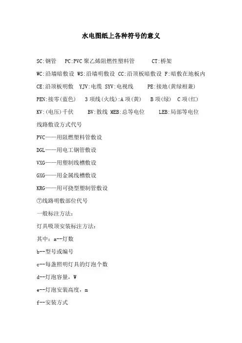 水电图纸上各种符号的意义