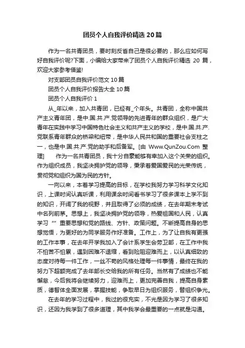 团员个人自我评价精选20篇