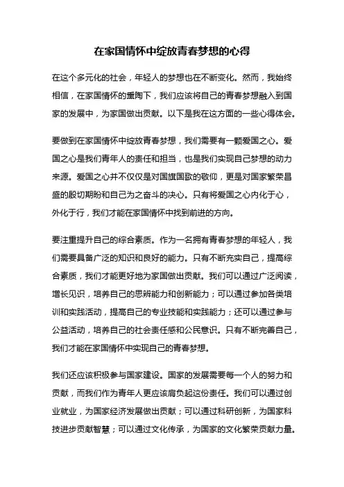 在家国情怀中绽放青春梦想的心得